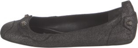 Balenciaga Leather Ballet Flats Black Round-Toes with Studded Accents