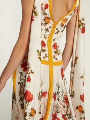 Alexander McQueen Floral Print Rouleau Button Sleeveless Dress - Womens - Ivory Multi