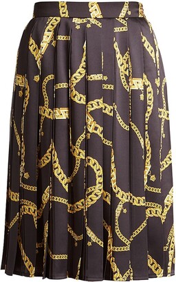 Versace Chain Link Print Pleated Skirt - ShopStyle