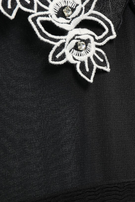 Sandro Amaryllis Embellished Satin-crepe And Georgette Mini Dress
