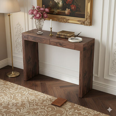 Zedazoom Elegant Natural Walnut Wood Grain Bar Table -50 Inches Long, A Practical Choice For Modern Home Decor. Walnut Wood Grain Texture Veneer, Equipped With