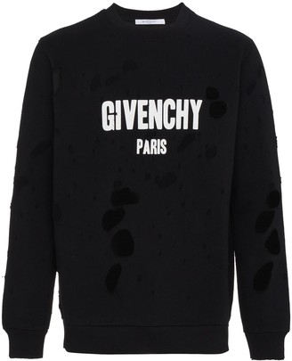 Givenchy Black Logo Distressed Sweatshirt