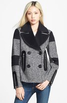 Thumbnail for your product : Betsey Johnson Mixed Media Tweed Peacoat (Online Only)