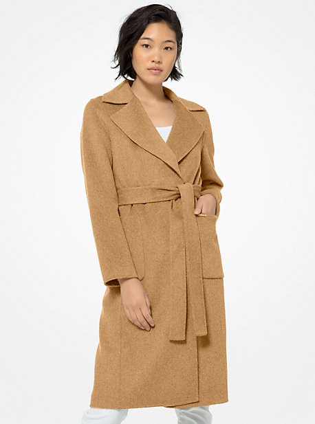 camel belted wool coat