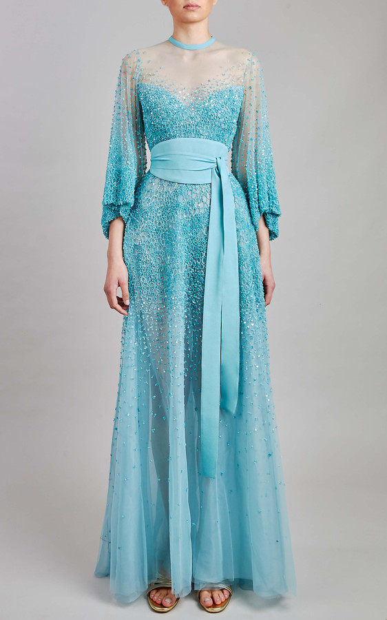 Elie Saab Bead Embroidered Midi Dress ShopStyle