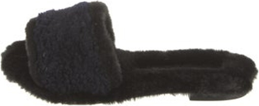 Avec Modération Shearling Slides Black