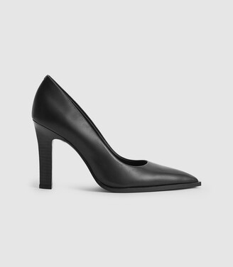 Reiss ADA COURT LEATHER COURT SHOES Black
