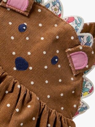 Boden Baby Hedgehog Spotty Cord Dress, Brown