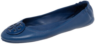 Tory Burch Royal Blue Leather Minnie Travel Ballet Flats Size  -  ShopStyle