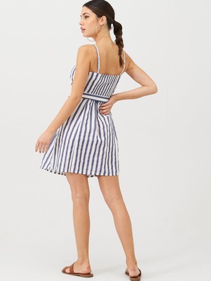 Very Stripe Belted Linen Beach Dress - Stripe