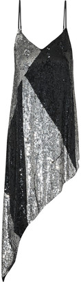 retrofete Stella Asymmetric Two-tone Sequined Chiffon Slip Dress