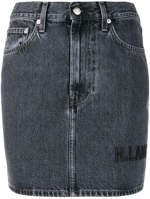 Helmut Lang Brand-Embroidered Denim Mini-Skirt