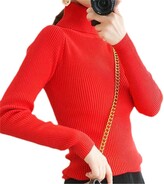 Thumbnail for your product : Wkd Thvb wkd-thvb Women's Sweaters Autumn Winter Turtleneck Long Sleeve Knitted Jumper Slim Elasticity Pullover Sweater Light Apricot S