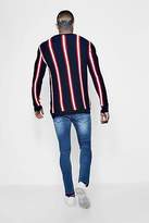 Thumbnail for your product : boohoo NEW Mens Vertical Stripe Knitted Jumper in Cotton