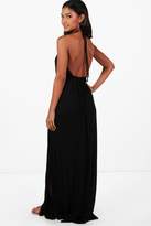 Thumbnail for your product : boohoo V Neck Trim Halter Neck Maxi Dress