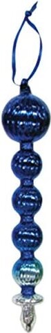 Christmas By Krebs Seamless Glass Christmas Ripple Ball Finial Ornament, 8 3/4" (222mm), Blue