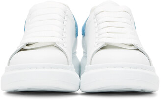Alexander McQueen SSENSE Exclusive White & Blue Suede Tab Oversized Sneakers