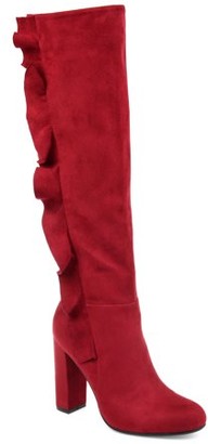 Brinley Co. Womens Extra Wide Calf Knee-high Ruffle Boot