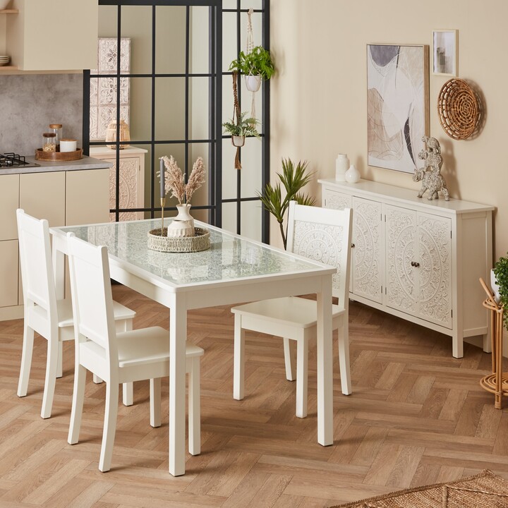 Dunelm Samira Rectangular Dining Table, White Glass White ShopStyle