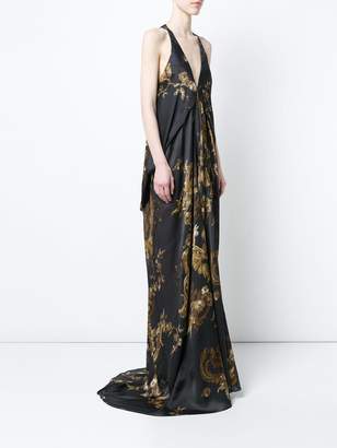 Vera Wang ormalu printed draped gown