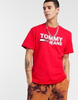 Thumbnail for your product : Tommy Jeans classics chest flag logo t-shirt in red