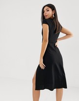 Thumbnail for your product : ASOS Design DESIGN high split skater midi dress-Black