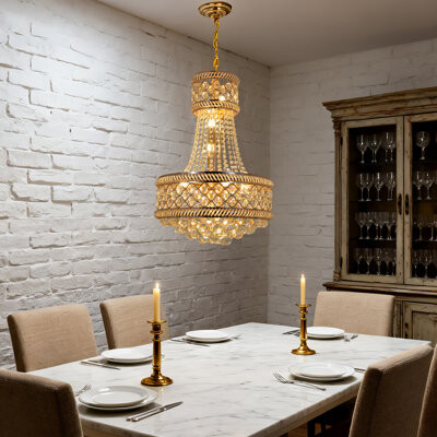 Mercer41 4-Tier Gold Crystal Chandelier Luxury 18.8-Inch Crystal Chandelier For Stairwells