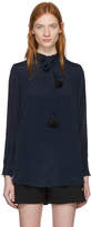 See by Chloé Navy Tassel Bow Blouse 