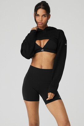 Alo Yoga  Cropped Shrug It Off Hoodie in Black, Size: Small
