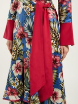 Thumbnail for your product : F.R.S For Restless Sleepers Hydros Floral-print Satin Wrap Dress - Blue Multi