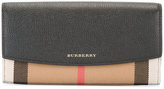 Burberry - portefeuille à détails de carreaux - women - Cuir - Taille Unique