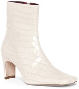 Thumbnail for your product : STAUD Eva Square-Toe Croc-Embossed Leather Ankle Boots
