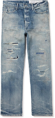 Neighborhood Straight-Leg Embroidered Distressed Denim Jeans - ShopStyle