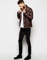 Thumbnail for your product : ASOS Leather Jacket With Chest Pocket