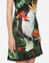 Thumbnail for your product : Dolce & Gabbana Short dress in raffia jacquard with parrot