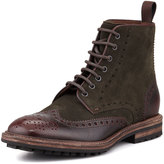 Thumbnail for your product : HUGO BOSS Lunno Suede & Leather Wing-Tip Ankle Boot, Green/Brown