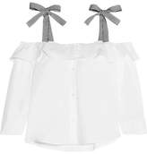 Thumbnail for your product : J.Crew Hoot Cold-shoulder Ruffled Cotton-poplin Top