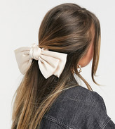 Thumbnail for your product : My Accessories London Exclusive oversized bow hair scrunchie in light gold satin