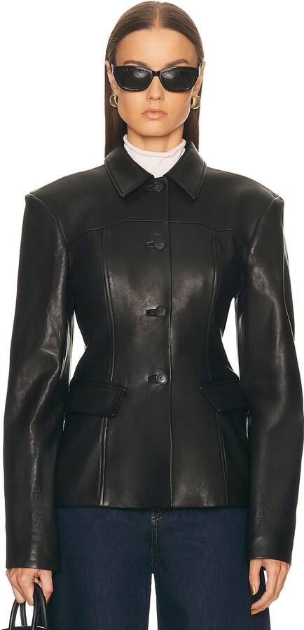 EAVES x Coco Aina Leather Cinched Jacket in Black