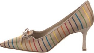 Manolo Blahnik Satin Striped Pumps