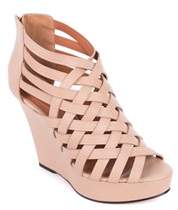 Givenchy Womens Nude Caged Leather Wedge Heels.