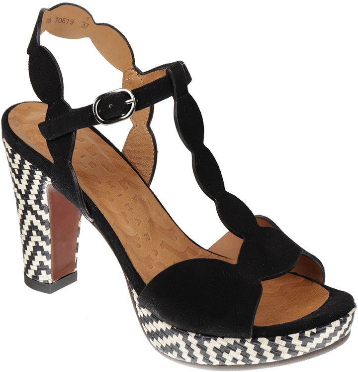 checkered platform sandals