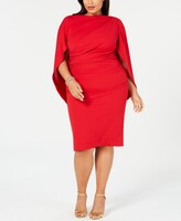 Thumbnail for your product : Betsy & Adam Plus Size Ruched Cape Dress