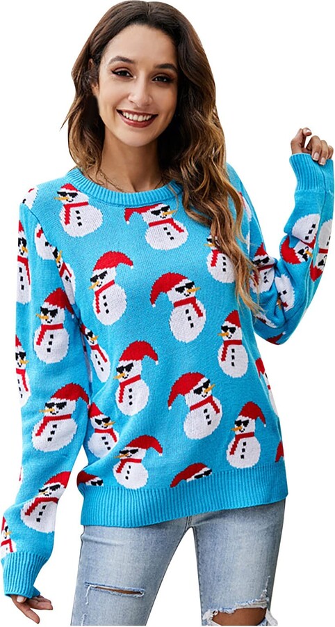 Amphia Cute Women's Long Christmas Sleeve Pullover Sweater
