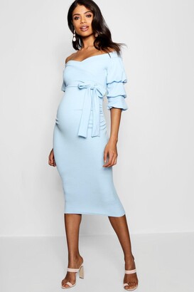boohoo Maternity Off Shoulder Detail Midi Dress - ShopStyle