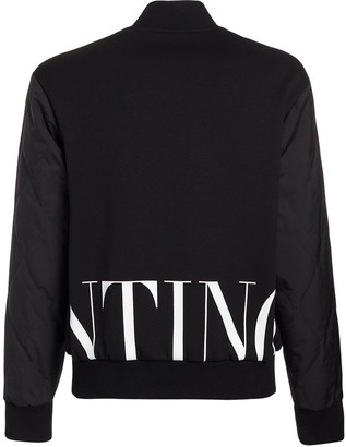 Valentino Logo Print Jersey & Nylon Casual Jacket