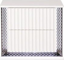 Latitude Run 2 - Drawer Nightstand In Modern Style White Finish Diamond Side With Led Lights Solid And Manufactured Wood Bedroom Relaxation Bedside Drawers Ac