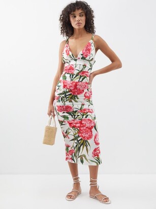 Dolce & Gabbana Happy Garden Carnation-print Silk-blend Midi Dress