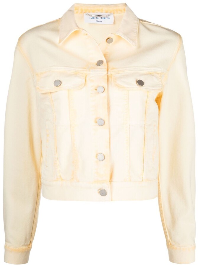 Alberta Ferretti Bleach-Wash Cropped Denim Jacket - ShopStyle