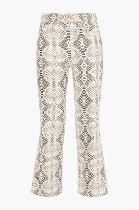 7 For All Mankind Vintage Cropped Snake-print High-rise Bootcut Jeans